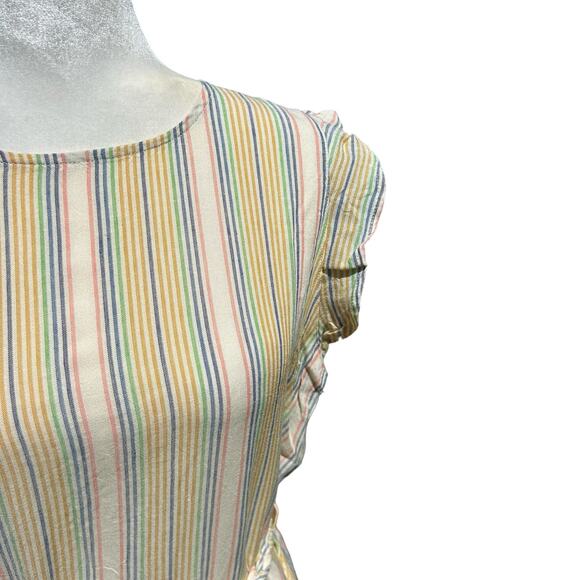 Marine Layer Laney Dress Medium Pastels Beachy Stripe Tiered Ruffle Mini NWT - Picture 9 of 16